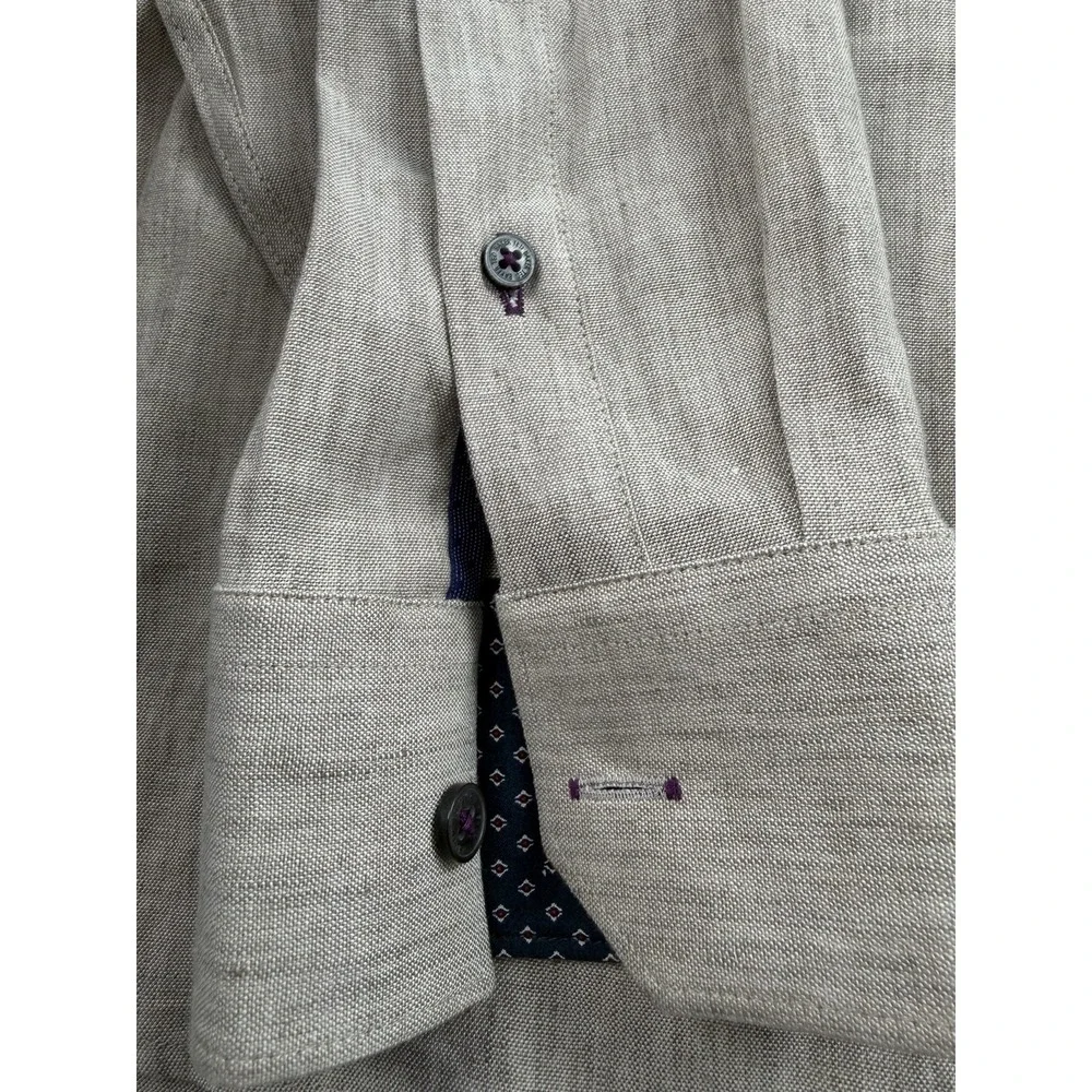 Ted Baker London Men's Linen Blend Button Up Shirt Size 6 Large Beige